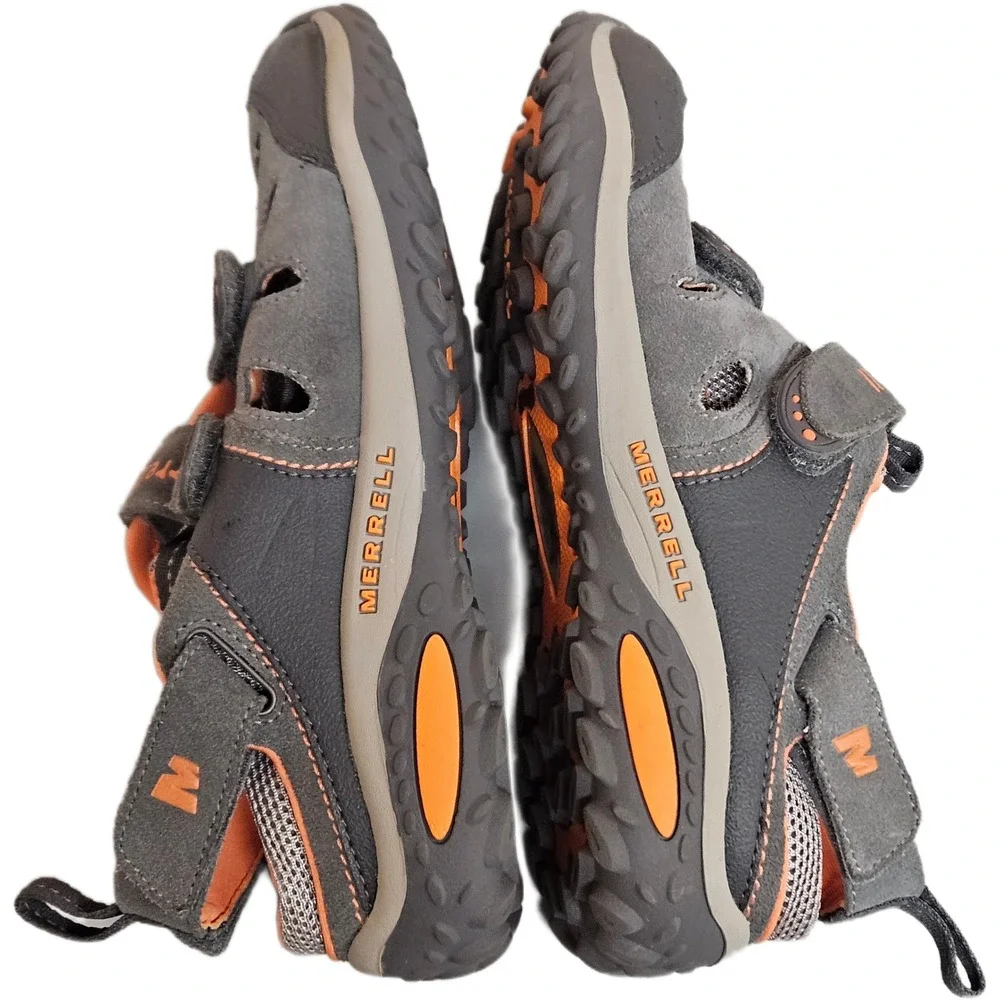 Merrell Iggy Web Kids Dark Grey Orange Hiking Water Sandals J35065 Size 4 US